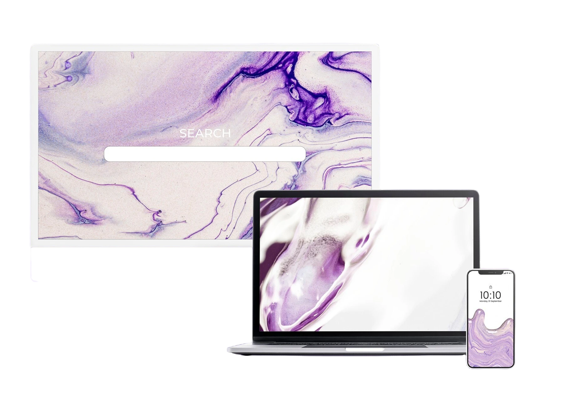 Device screens showcasing website design